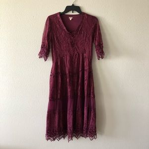 Reba lace maroon dress